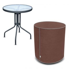 Abdeckung für runden Gartentisch S, Braun (70 x 60 cm)
