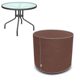 Abdeckung für runden Gartentisch M, Braun (70 x 90 cm)