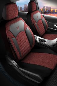Autositzbezüge Set Benelux rot-schwarz | Kunstleder + Stoff | SMART FORFOUR