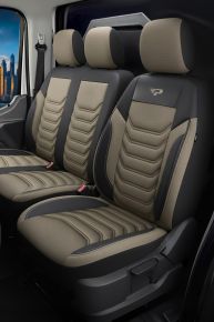 Maßbezüge Florida beige-schwarz | Stoff + Kunstleder | Citroen Jumpy (2016–2025)