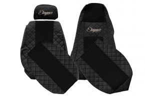 Sitzbezüge nach Maß ELEGANCE Q für SCANIA R NEXTGEN (ab 01.2017) - verstellbare Beifahrerkopfstütze - Schwarz