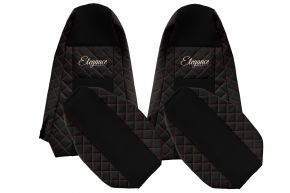 Sitzbezüge nach Maß ELEGANCE Q für SCANIA P (01.2013-12.2016) - STREAMLINE, integrierte Kopfstützen - Schwarz-Rot