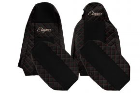 Sitzbezüge nach Maß ELEGANCE Q für SCANIA G (01.2013-12.2016) - STREAMLINE, unterschiedliche Sitze - Schwarz-Rot
