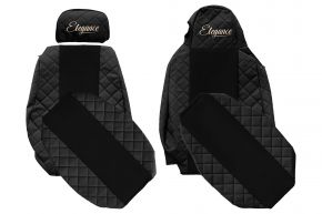 Sitzbezüge nach Maß ELEGANCE Q für SCANIA R (01.2011-12.2016) - STREAMLINE, unterschiedliche Kopfstützen - Schwarz
