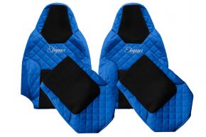 Sitzbezüge nach Maß ELEGANCE Q für MAN TGX (ab 03.2021) - Gurte an beiden Sitzen - Blau