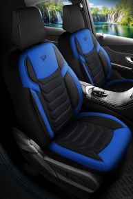 Set aus Stoffsitzbezügen Manavgat in schwarz-blau mit modernen Nähten, kompatibel mit BMW X1