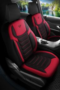 Set aus Stoffsitzbezügen Manavgat in schwarz-rot mit modernen Nähten, kompatibel mit BMW X1