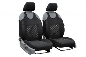 Universal Auto-Sitzbezüge aus Stoff MOTIVE geeignet für Volkswagen Crafter, schwarz mit grauen Nähten, 2 Stück