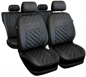 Set schwarze Universal Perfect Line Autositzbezüge aus Öko-Leder mit schwarzen Nähten – kompatibel mit BMW X6