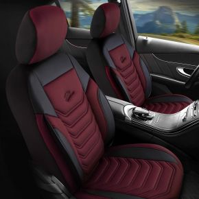 Vordersitzbezüge Set Peru bordeaux-schwarz | Ökoleder + Piqué | SMART FORFOUR