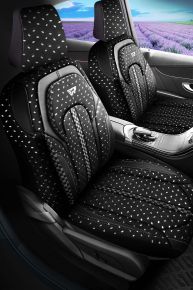 Set aus Alcantara-Sitzbezügen Salda in schwarz-silber mit elegantem Design, kompatibel mit MERCEDES CITAN