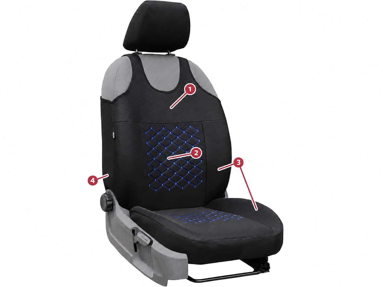 Konstruktion des Motive Autositz-Shirts und seiner einzelnen Teile