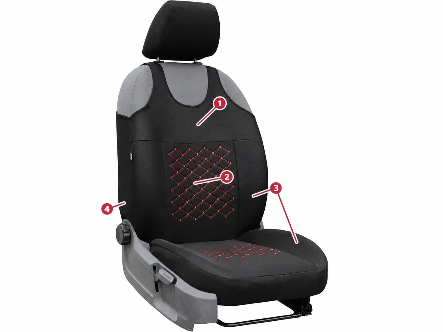 Konstruktion des Motive Autositz-Shirts und seiner einzelnen Teile
