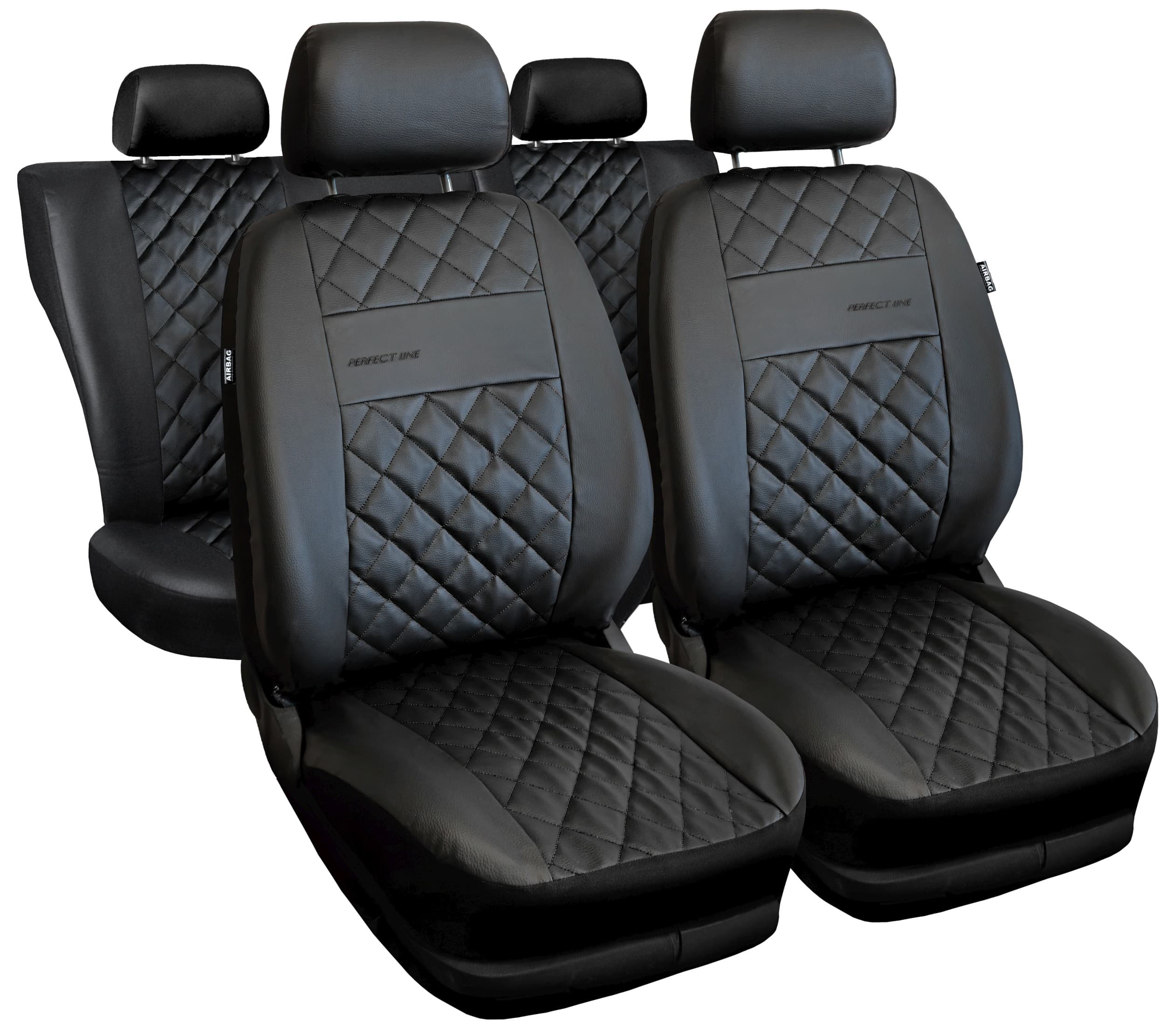 Universal Autositzbezüge Perfect Line Set in Schwarz mit schwarzen Nähten