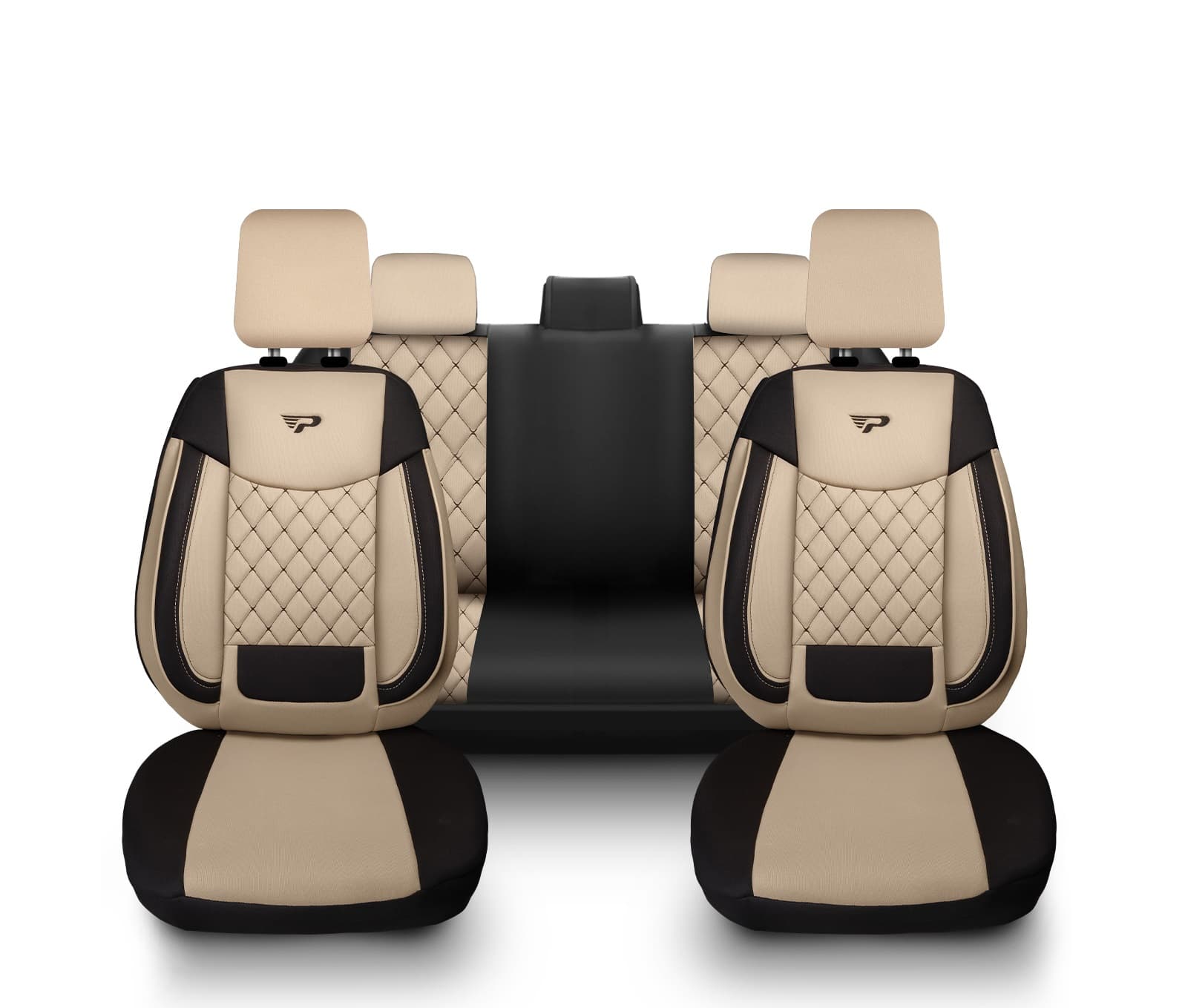 Komplettes Set der Sitzbezüge BRUSEL beige-schwarz